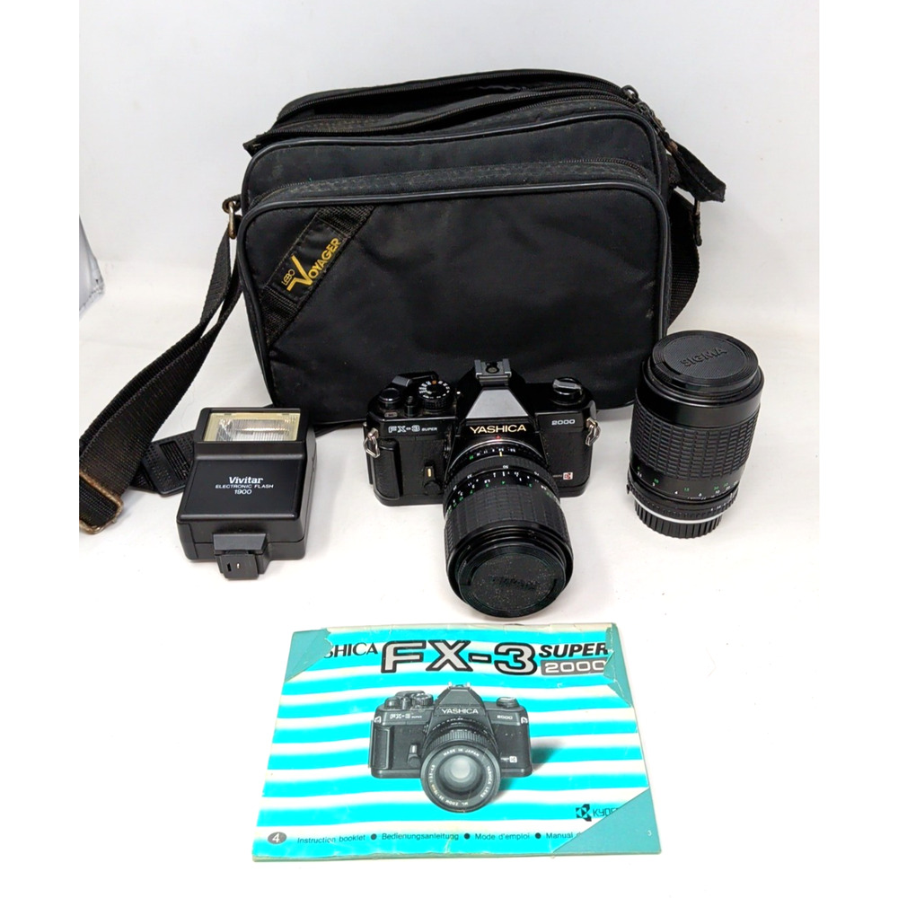 YASHICA FX-3 Super 2000 Photography Camera With 2 Lenses/bag/flash fast ship